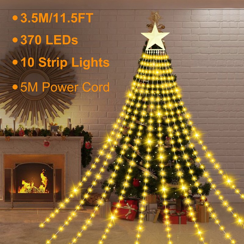 Christmas Lights Outdoor - 370LED 11.5FT 10 Strand Christmas Decorations