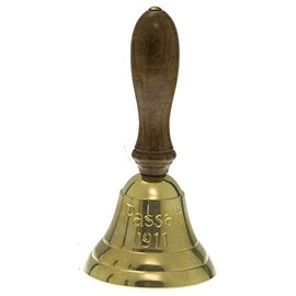 Passat Table Bell Hand Bell Santa Solid Brass with Wooden Handle