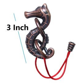 Cast Metal Brain Teaser Puzzle Metal Puzzle Brainteaser Exploration and Thinking Toy Intellectual Teaching (Seahorse & Rope)