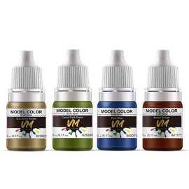 VM Eco-Friendly Water-Based Pigments WWII Armour&Infantry Model Color Set Military Shades Paints for All Diorama/Figures Model/Brush Acrylic Colors – 4 Bottles x 5ml (Military Color Set)