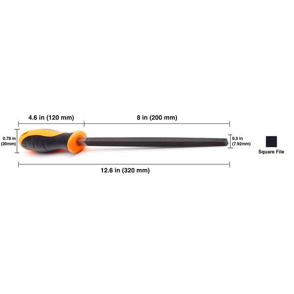 FINDER Bastard Cut Mill Square, 8 Inch Square File with