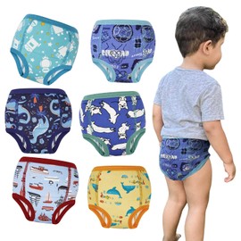 MooMoo Baby Absorbent Potty Training Underwear 6 Packs Cotton Training Pants for Boys 7T