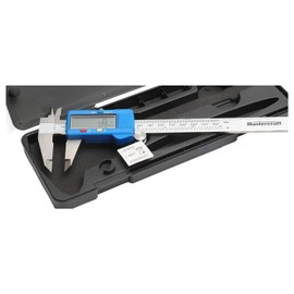 Mastercraft Digital Caliper with Large LED Inch/mm Conversion Stainless Steel Depth Rod Thumb Wheel Adjustment Inside/Outside Measuring Capability, 6-in