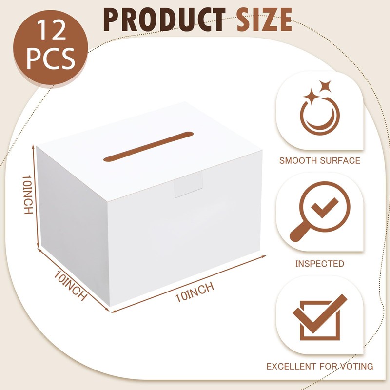 12 Pack Raffle Box Ballot Box Large White Suggestions Boxes