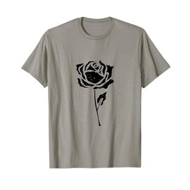 Vintage Black Flower Rose Design White T-Shirt
