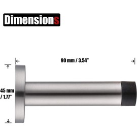 JQK - Tapón de puerta negro, acero inoxidable 304, grosor de 1 mm, amortiguador de sonido, parada de pared, 2 unidades, negro mate, DSB5-PB-P2
