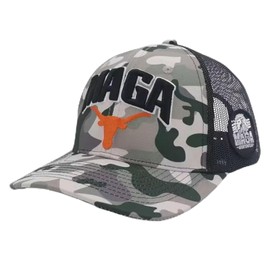 Maga Hat with Bull Horns in Grey & Green Camo