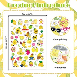 Papiailove Lemon Temporary Tattoos for Kids, Lemonade Stand Supplies Decorations, Lemonade Stickers, Lemon Party Favors Birthday Party Favors Stand Decor （8 Sheets）
