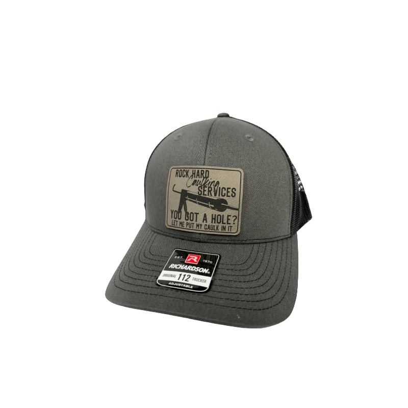 Rock Hard Caulking Services Leather Patch Trucker Snapback Baseball Hat-