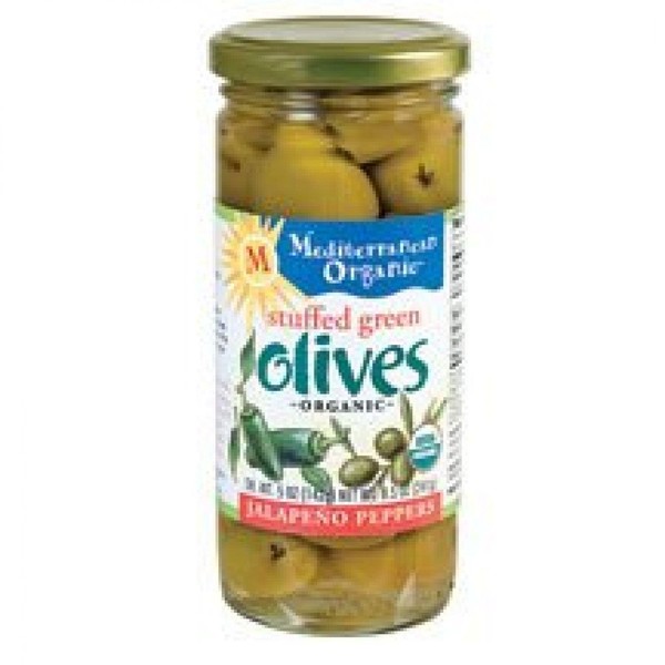 Mediterranean Organic Olives, Green Stuffed Jalapeno, 12 Count