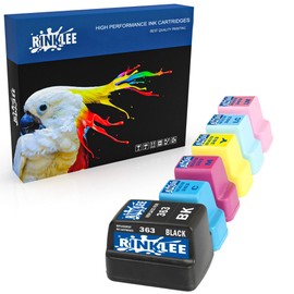 RINKLEE 6 Compatible 363 Printer Cartridges Replacement for HP Photosmart C7280 C8180 C5180 C6180 C6280 C7180 3310 3210 3110 8250 D6160 D7160 D7260 D7460