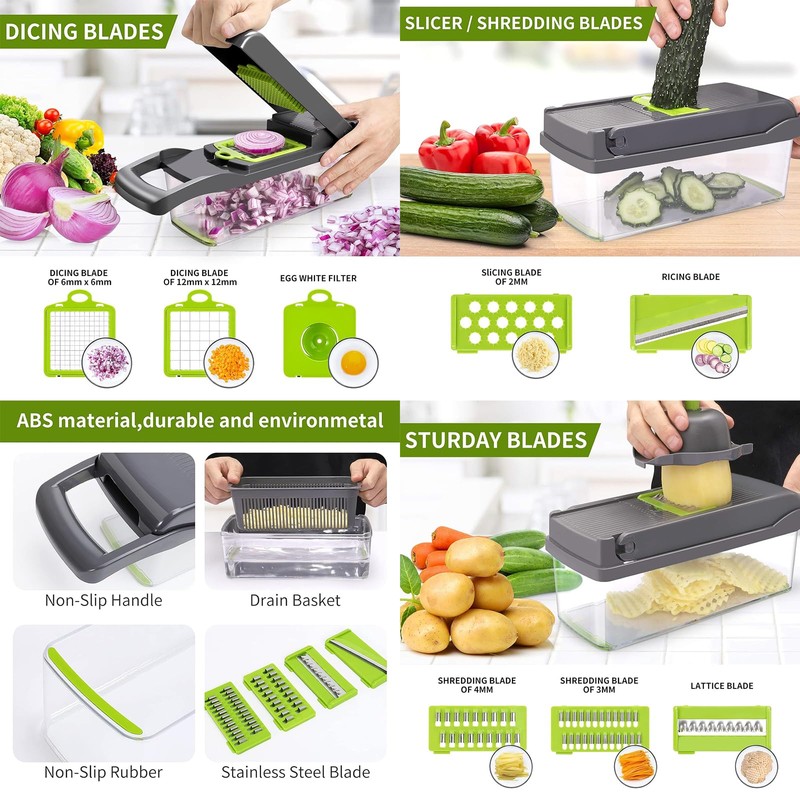 16 in 1 Vegetable Chopper,Veg Chopper and Dicer with 1.2L