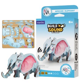 mierEdu - Soundwunder 3D Puzzle African Elephant - Interactive Learning Toy with Sound for Children from 6 - Puzzle with Sound Module, Promotes Fine Motor Skills & Logical Thinking