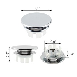 Quacc 4 PCS Sink Overflow Covers Sink Hole Round Overflow Cover Decorate Overflow Cover for Home Kitchen Bathroom (Silver)