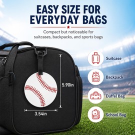 Baseball Luggage Tags for Suitcases Labels Bag Identifier Sports Ball Bag Tag for Luggage Cruise Round Baggage Tag Leather Travel Tags for Backpack 2Pcs Baseball Name Labels Traveling Accessories
