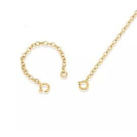 Bestgoldshop Oval Cable Chain Necklace Extender for Pendant Charm REAL 14K Yellow Gold 2mm - 4 inches