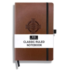 RICCO BELLO Classic College Ruled Notebook | Faux Leather Hardcover Lined Writing Journal for Work, Home, School | 192 Lined Pages, 5.7 x 8.4-Inches (Cross)