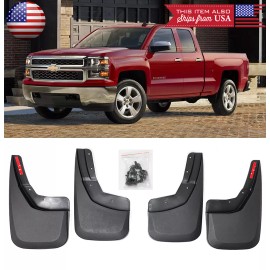 SDeelCase Front Rear Factory Style Mud Guards Splash Flaps Set Fit 14-19 Chevy Silverado