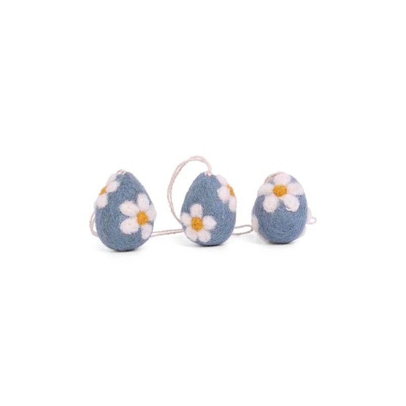 Easter Decoration, Shrub Decoration, Set of Three Embroidered Eggs, Handmade,