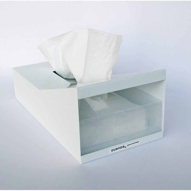 DUENDE(デュエンデ) ティッシュケース ホワイト STAND! STEEL 【2006年度グッドデザイン賞受賞】 DU0022