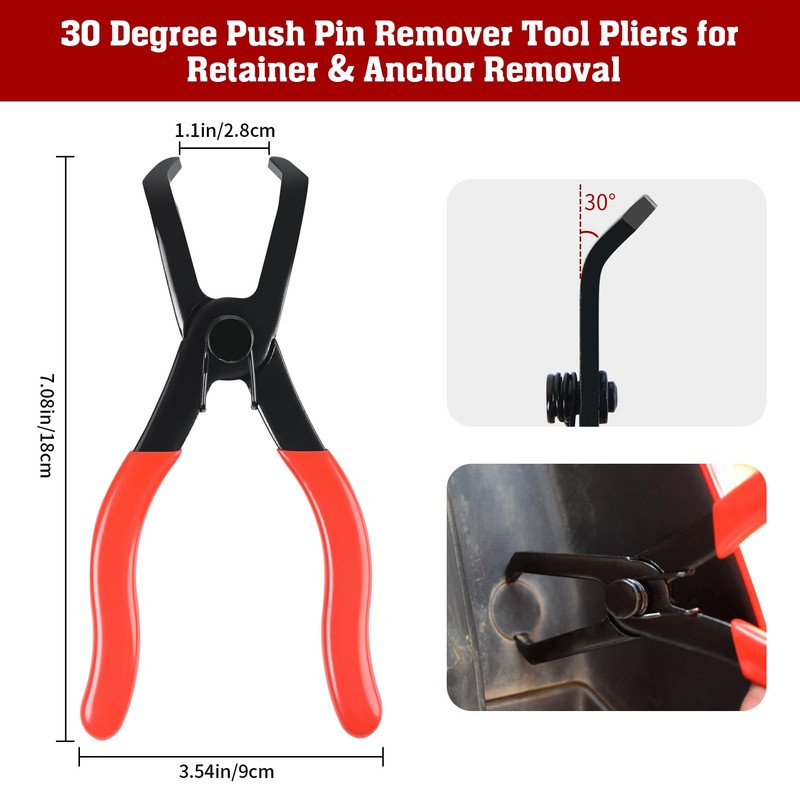 TOOLEAGUE 3Pcs Body Clip Pliers Set, 30 Degree and 80