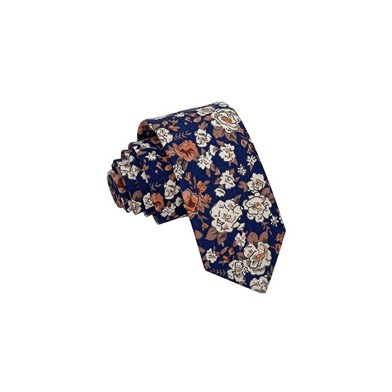 Kebocis Corbata de algodón para niños, Floral Azul Marino #4,