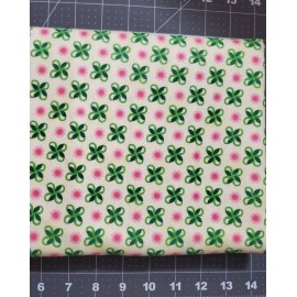 M'Liss Garden Breeze M'Liss Pink Green Flowers on yellow. Cotton Flannel Quilting1/2 yd