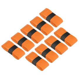PATIKIL 43.3" Tennis Racket Grip Tape, 9 Pack PU Overgrip Perforated Absorbent Non-Slip for Badminton Fishing Rod, Orange