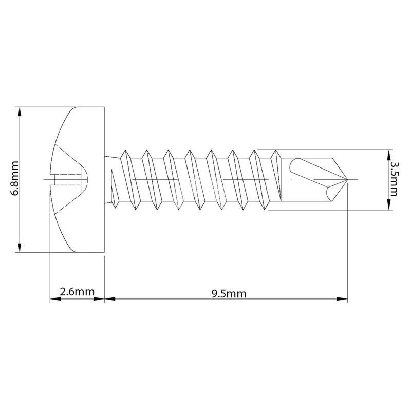3.5mm x 9.5mm Black Self Drilling Pan Head Screws Steel