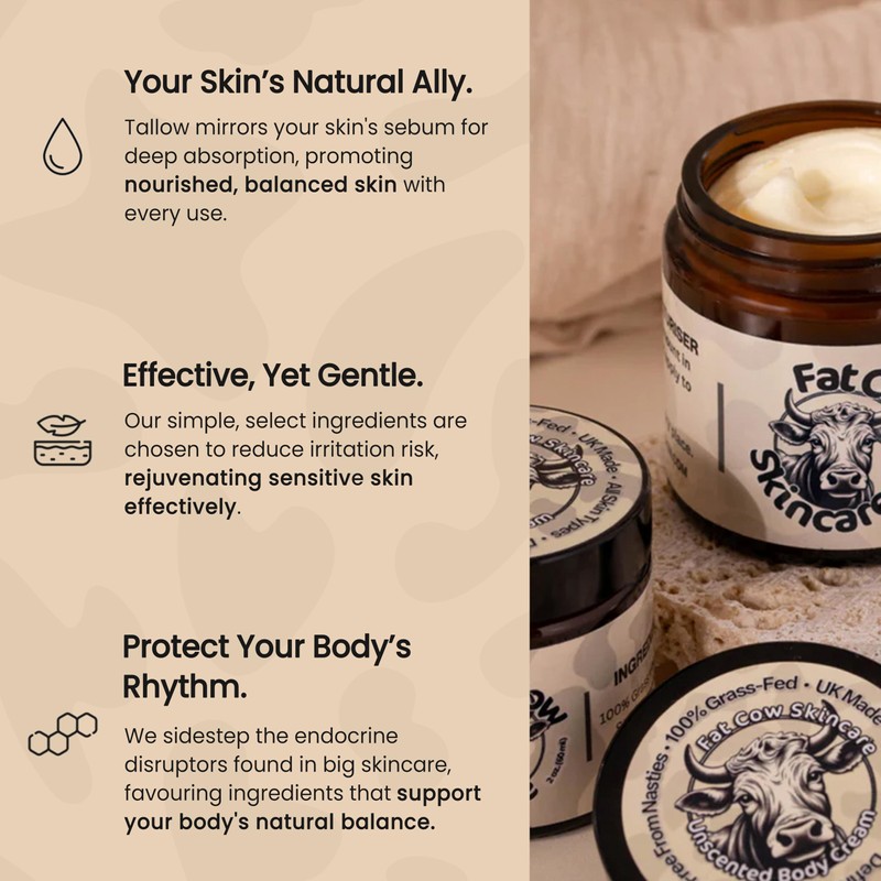 Fat Cow Skincare Beef Tallow Face Cream (120ml, Citrus)
