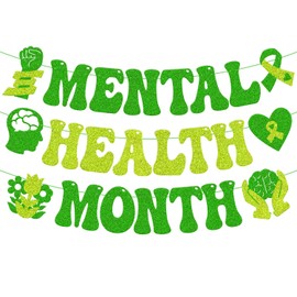 Mental Health Month Banner May Mental Health Awareness Month Decorations Faith Hope Love Strength Inspiring Theme Bulletin Board Décor We Wear Green Mental Health Awareness Month Party Supplies