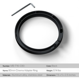 Tilta 80mm Cinema Adapter Ring for Tilta Mirage Matte Box Direct to Compact Cine Lenses Lightweight MB-T16-C80