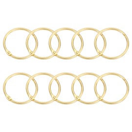 sourcing map Shower Curtain Rings,12pcs - Carbon Steel Round Snap Shower Curtain Hooks, 1.5 Inch Loose Leaf Binder Rings for Shower Curtain Rods (Gold)