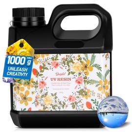 Daiphil UV Resin 1000g Upgrade Crystal Clear UV Resin Kit Epoxy Resin Up Premixed UV Cure Resin Fast Curing & Low Shrinkage Ultraviolet Epoxy Resin for Craft Jewelry Making Coating DIY Crafts 1KG