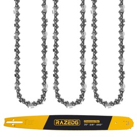 RazEdg 20 Inch Chainsaw Bar and Chain Combo for Husqvarna, 3/8" Pitch, 050" Gauge, 72 Drive Links Fits Husqvarna 455, 455 Rancher 460 Rancher 570, Poulan PP5020AV PR5020 and More (1 Bar + 3 Chains)