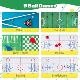 GYMAX 12 in 1 Multi Game Table, 48" Combo Game Table w/Billiards, Foosball, Ping Pong, Hockey, Shuffleboard, Bowling, Chess, Checkers, Backgammon and More for Party, Game Room, Family Night