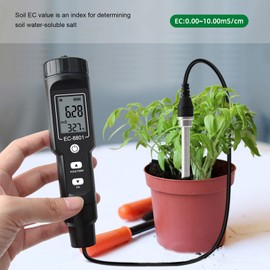 Haofy EC soil meter, salt detector, Portable Soil Conductivity Tester Soil EC Salinity Tester with EC-8801B Probe for Gardening Plants Farming