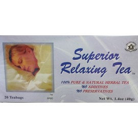 1.4oz Superior Relaxing Tea by Tea Pot Brand, 20 Tea Bags, One Box