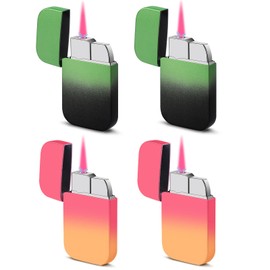 FLABOX 4 Pack Pink Flame Torch Lighter Orange Pink+Green Combo