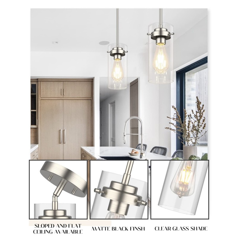EAPUDUN Pendant Light (2 Packs), Kitchen Lights Ceiling Hanging, Kitchen