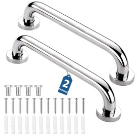 QMAHA 2 Pack Bathroom Grab Bar Rail, 12 Inch Stainless Steel Shower Hand Rail Grab Handles, Non Skid Disability Mobility Aids, Safety Handle Auxiliary Handle for Bathroom, Bathtub, Shower (30cm)