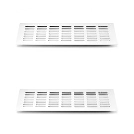 QWORK® 2 pieces high-quality aluminium ventilation grille, door ventilation grille, for cupboards, shoe cabinets, bathroom, kitchen, 8 x 30 cm
