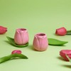 balvi Tulip Coffee Cup Set Pink Green 2 Tulip Shaped