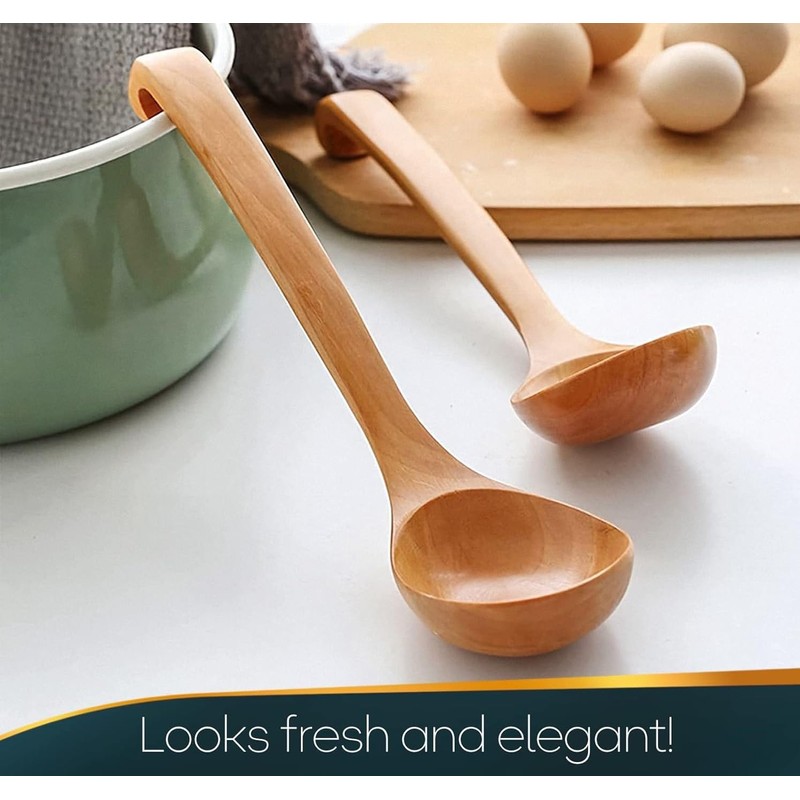 Natural Spoon Classic Wooden Soup-ladle Bamboo Kitchen dinnerware Tools (Ladle,