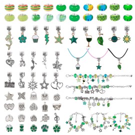 Xzyden Charm Bracelet Making Kit for Girls,Beads for Jewelry Making Kit DIY Crafts Making Charms Bracelet Kits Jewelry Supplies with Gift Box for Teen Girls Ages 5-12 (Green)
