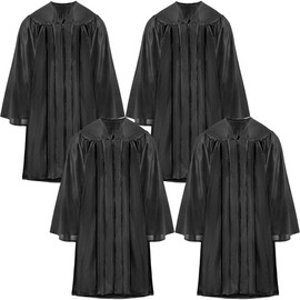 4 Pcs Graduation Gown Unisex Matte Robes Choir Robe for Adults Church Judge Robes Pulpit Robe Pastor Baptism Costume (black, Size 57)