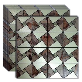 weiemisc 10 Sheets Peel and Stick Backsplash Tile for Kitchen, Self-Adhesive Mosaic Tile, Stick on Bathroom Vanities，Fireplace Décor, Laundry Table (Printed Globe+Brushed Gold)