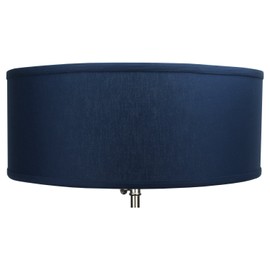 FenchelShades.com 18" Top Diameter x 18" Bottom Diameter 7" Height Cylinder Drum Lampshade USA Made (Navy Blue)