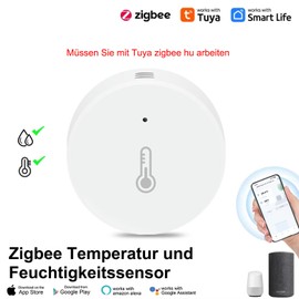 Haozee Zigbee Temperature and Humidity Sensor, ZigBee Hub Required, for Remote Monitoring and Home Automation, Compatible with Home Assistant Zigbee2mqtt