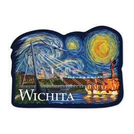 Die Cut Sticker Wichita, Kansas, Starry Night, Contour Vinyl Sticker 1 to 3 inches (Waterproof Decal for Cars, Water Bottles, Laptops, Coolers), Small